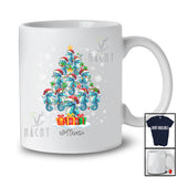 Personalized Custom Name Seahorse Santa As Christmas Tree; Lovely X-mas Lights Family T-Shirt