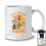 Personalized Custom Name Halloween Squad; Creepy Moon Witch Zombie Cat Carved Pumpkin T-Shirt