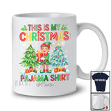 Personalized Custom Name My Christmas Pajama Shirt; Adorable Elf Snow X-mas Tree Lights T-Shirt