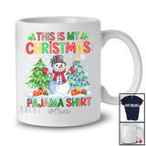 Personalized Custom Name My Christmas Pajama Shirt; Adorable Snowman Snow X-mas Tree Lights T-Shirt