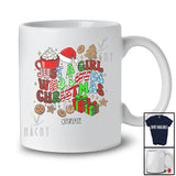 Personalized Custom Name Just A Girl Who Loves Christmas; Adorable Leopard Plaid Coffee Cookies T-Shirt