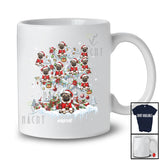 Personalized Custom Name Pug Santa On Christmas Tree Snow; Lovely Winter Family T-Shirt