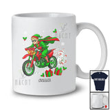 Personalized Custom Name Elf Riding Dirt Bike; Amusing Christmas Rider Biker Snow; Family T-Shirt