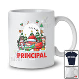 Personalized Custom Name Principal; Joyful Christmas Reindeer Snowman; Proud Jobs Family T-Shirt