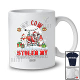 Personalized Custom Name Cow Stolen My Christmas Sweater; Joyful Moon Santa Gnome T-Shirt
