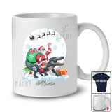 Personalized Custom Name Santa Riding Alligator; Lovely Christmas Moon Wild Animal; Family T-Shirt