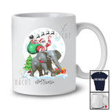 Personalized Custom Name Santa Riding Elephant; Lovely Christmas Moon Wild Animal; Family T-Shirt