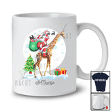 Personalized Custom Name Santa Riding Giraffe; Lovely Christmas Moon Wild Animal; Family T-Shirt