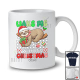 Personalized Custom Name Wake Me When It's Christmas; Lovely Santa Sloth Sleepy Animal T-Shirt