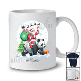 Personalized Custom Name Santa Riding Panda; Lovely Christmas Moon Wild Animal; Family T-Shirt