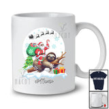 Personalized Custom Name Santa Riding Sloth; Lovely Christmas Moon Wild Animal; Family T-Shirt