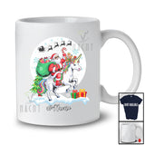 Personalized Custom Name Santa Riding Unicorn; Lovely Christmas Moon Unicorn Lover; Family T-Shirt