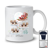 Personalized Custom Name Santa Sleigh Beagle Reindeer; Lovely Christmas Snow Moon T-Shirt