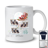 Personalized Custom Name Santa Sleigh Border Collie Reindeer; Lovely Christmas Snow Moon T-Shirt