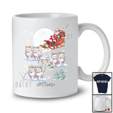 Personalized Custom Name Santa Sleigh Cat Reindeer; Lovely Christmas Snow Moon T-Shirt