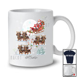 Personalized Custom Name Santa Sleigh Dachshund Reindeer; Lovely Christmas Snow Moon T-Shirt