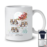 Personalized Custom Name Santa Sleigh Shelties Reindeer; Lovely Christmas Snow Moon T-Shirt