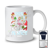 Personalized Custom Name 99% Naughty 1% Nice; Humorous Christmas Snow Santa Flamingo T-Shirt