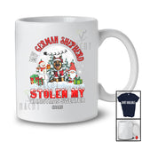 Personalized Custom Name German Shepherd Stolen My Christmas Sweater; Joyful Moon Gnome T-Shirt