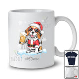 Personalized Custom Name Beagle Santa Drinking Beer; Joyful Christmas Drunker Family T-Shirt