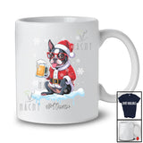 Personalized Custom Name Boston Terrier Santa Drinking Beer; Joyful Christmas Drunker Family T-Shirt