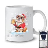 Personalized Custom Name Bulldog Santa Drinking Beer; Joyful Christmas Drunker Family T-Shirt