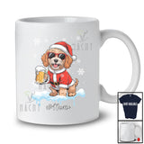 Personalized Custom Name Cockapoo Santa Drinking Beer; Joyful Christmas Drunker Family T-Shirt