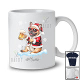 Personalized Custom Name French Bulldog Santa Drinking Beer; Joyful Christmas Drunker Family T-Shirt