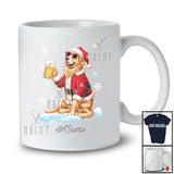 Personalized Custom Name Golden Retriever Santa Drinking Beer; Joyful Christmas Drunker Family T-Shirt