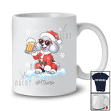 Personalized Custom Name Poodle Santa Drinking Beer; Joyful Christmas Drunker Family T-Shirt