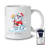 Personalized Custom Name Samoyed Santa Drinking Beer; Joyful Christmas Drunker Family T-Shirt