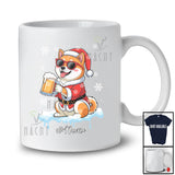 Personalized Custom Name Shiba Inu Santa Drinking Beer; Joyful Christmas Drunker Family T-Shirt