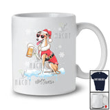 Personalized Custom Name Whippet Santa Drinking Beer; Joyful Christmas Drunker Family T-Shirt