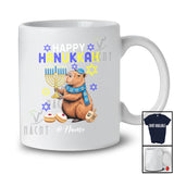 Personalized Custom Name Happy Hanukkah; Adorable Chanukah Lights Capybara Animal; Family T-Shirt