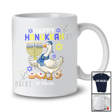 Personalized Custom Name Happy Hanukkah; Adorable Chanukah Lights Goose Animal; Family T-Shirt