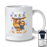 Personalized Custom Name Happy Hanukkah; Adorable Chanukah Lights Sloth Animal; Family T-Shirt