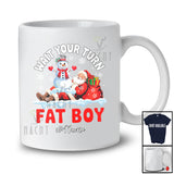 Personalized Custom Name Wait Your Turn Fat Boy; Humorous Christmas Snowman Santa Fighting T-Shirt