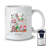 Personalized Custom Name Gnomes On Christmas Tree Snowing; Lovely Moon Gnomies Squad; Family T-Shirt