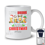 Personalized Custom Name Let's Drunk It's Christmas; Amusing Snow Four Beer Glasses; Drinking T-Shirt