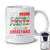 Personalized Custom Name Let's Drunk It's Christmas; Amusing Snow Santa Elf Wine Glasses; Drinking T-Shirt