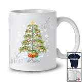 Personalized Custom Name Santa Fishing Tools Christmas Tree; Amusing X-mas Lights Family T-Shirt