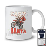 Personalized Custom Name Easy Santa; Amusing Christmas Santa Riding Dirt Bike Reindeer T-Shirt