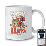 Personalized Custom Name Easy Santa; Amusing Christmas Santa Riding Tiger Reindeer T-Shirt