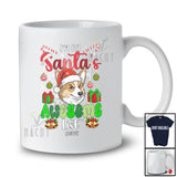 Personalized Custom Name I'm On Santa's Awesome List; Amazing Christmas Santa Corgi Face T-Shirt