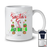 Personalized Custom Name I'm On Santa's Awesome List; Amazing Christmas Santa Flamingo Face T-Shirt