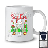 Personalized Custom Name I'm On Santa's Awesome List; Amazing Christmas Santa Llama Face T-Shirt