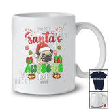 Personalized Custom Name I'm On Santa's Awesome List; Amazing Christmas Santa Pug Face T-Shirt