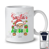 Personalized Custom Name I'm On Santa's Awesome List; Amazing Christmas Santa Chihuahua Face T-Shirt