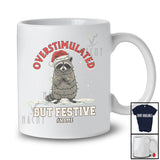 Personalized Custom Name Overstimulated But Festive; Lovely Christmas Lights Santa Raccoon T-Shirt