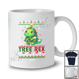 Personalized Custom Name Tree Rex; Lovely Christmas Lights Tree Sweater Plaid T-Rex Dinosaur T-Shirt